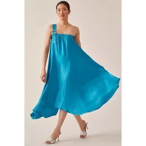 Anthropologie Let Me Be One-Shoulder Vibrant Midi Dress